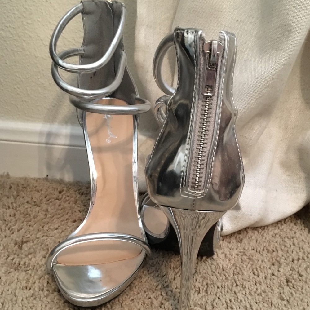 Silver strappy heels
